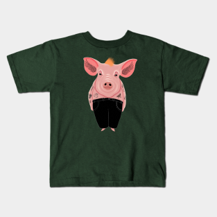 Cool Pig Kids T-Shirt - Cool Pig with Tattoos by DrawingEggen